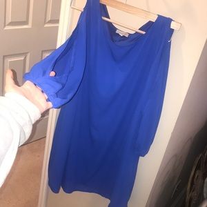 Blue Slit Sleeve Homecoming Dress